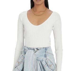 ALC women’s Brendan‎ white size L Rib-knit scoop neck top